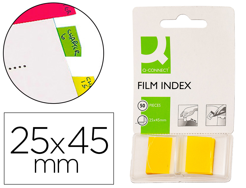 Q-CONNECT - BANDERITAS SEPARADORAS AMARILLAS DISPENSADOR DE 50 (Ref.KF03634)