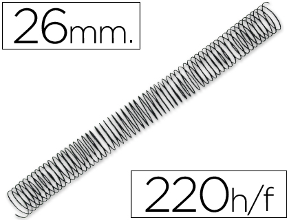 Q-CONNECT - ESPIRAL METALICO 64 5:1 26MM 1,2MM CAJA DE 50 UNIDADES (Ref.KF04437)