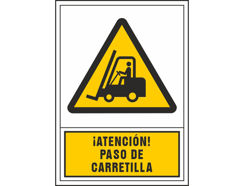 SYSSA - PICTOGRAMA SEÑAL DE ADVERTENCIA ATENCION! PASO DE CARRETILLA EN PVC 245X345 MM (Ref.2066)