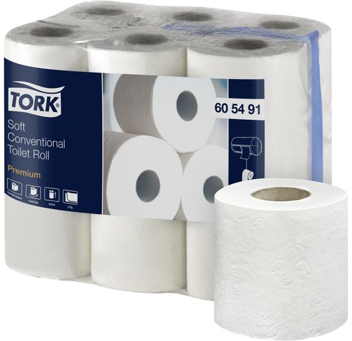 TORK - Papel higienico Pack 12 rollos 186 servicios 2 capas 605321 (Ref.605491)