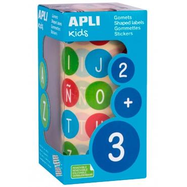 APLI - GOMETS AUTOADHESIVO REDONDO ABECEDARIO 20 MM DIAMETRO MULTICOLOR (Ref.15126)