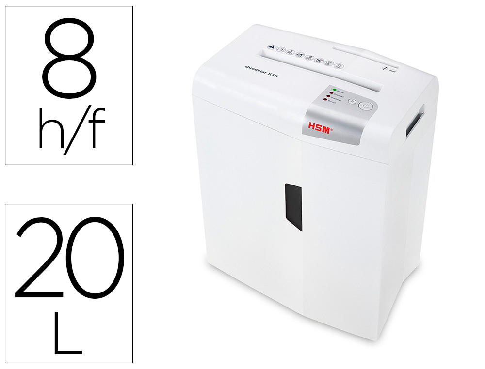 HSM - DESTRUCTORA DE DOCUMENTOS SHREDSTAR X10 CAPACIDAD DE CORTE 10H EN PARTICULAS DESTRUYE GRAPAS CLIPS CD Y TARJETAS (Ref.1045121)