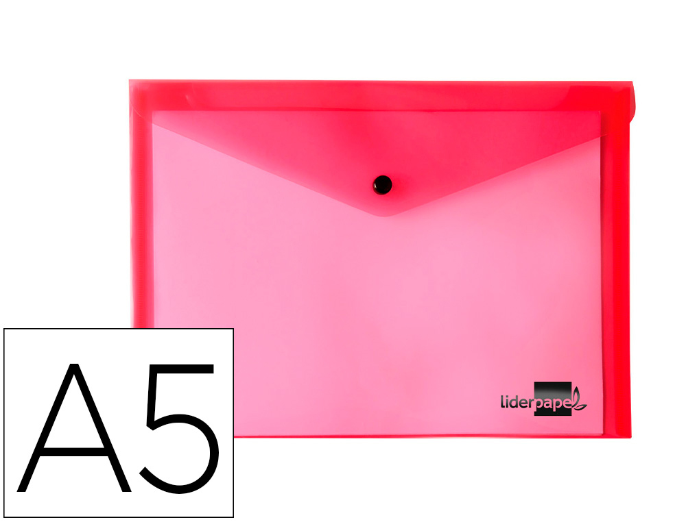 LIDERPAPEL - CARPETA DOSSIER BROCHE 34350 POLIPROPILENO DIN A5 ROJA TRANSPARENTE (Ref.DS18)
