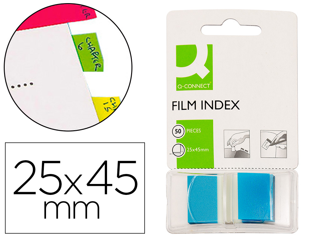 Q-CONNECT - BANDERITAS SEPARADORAS AZULES DISPENSADOR DE 50 (Ref.KF03632)