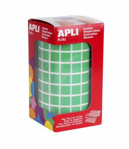 GOMETS AUTOADHESIVOS CUADRADAS 10X10 MM VERDE EN ROLLO (Ref.4874)