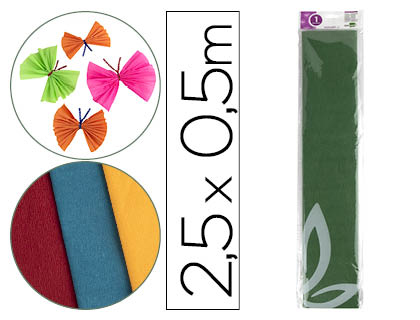 LIDERPAPEL - PAPEL CRESPON 50 CM X 2.5M 34G/M2 VERDE OLIVA (Ref.CP18)