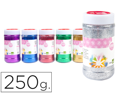 LIDERPAPEL - PURPURINA FANTASIA COLORES METALICOS SURTIDOS BOTE DE 250 GR (Ref.PU08)