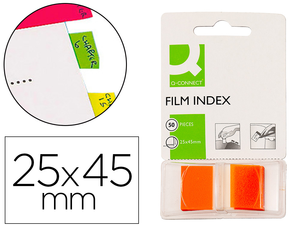 Q-CONNECT - BANDERITAS SEPARADORAS NARANJAS DISPENSADORDE 50 (Ref.KF03636)