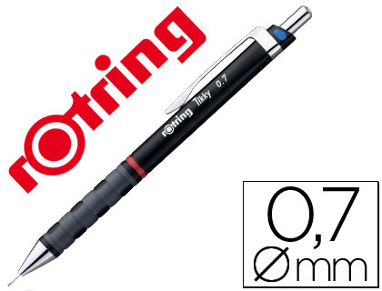 ROTRING - Portaminas Tikky Trazo 0.7mm Contiene 4 minas HB Negro (Ref.1904696)