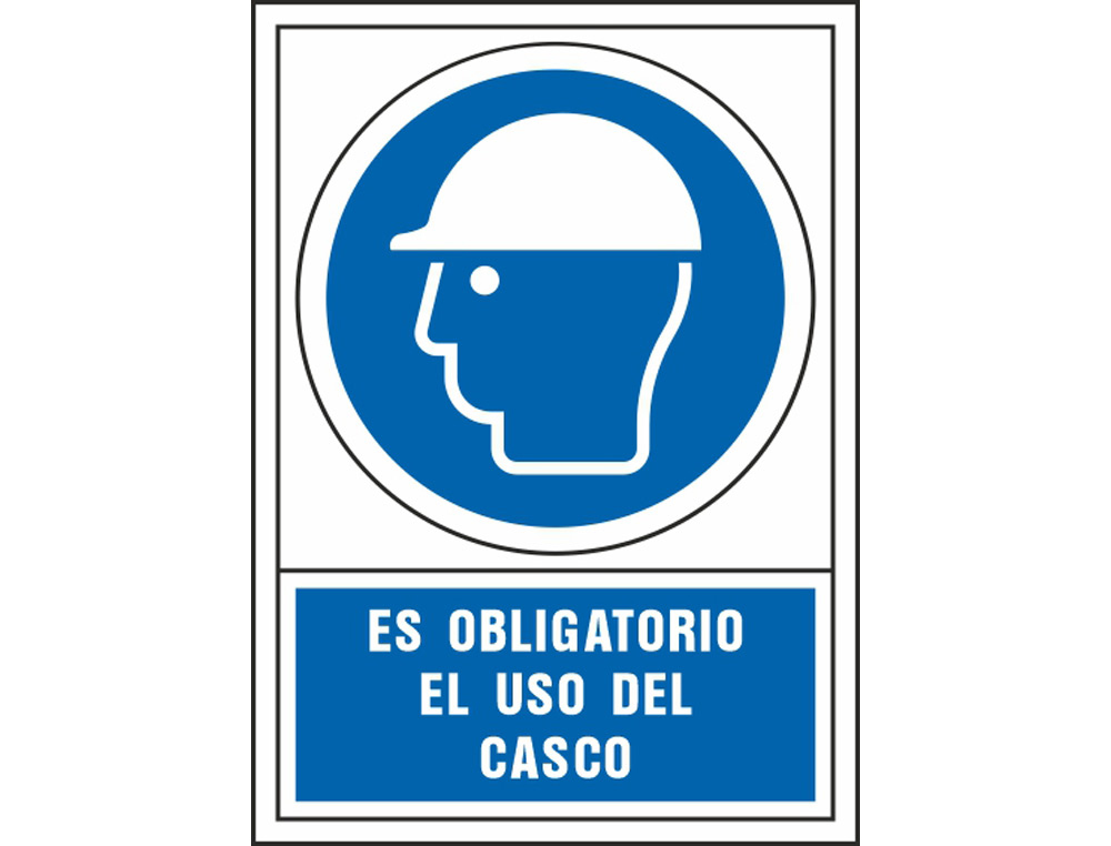 SYSSA - PICTOGRAMA SEÑAL DE OBLIGACION ES OBLIGATORIO EL USO DE CASCO EN PVC 245X345 MM (Ref.4000)