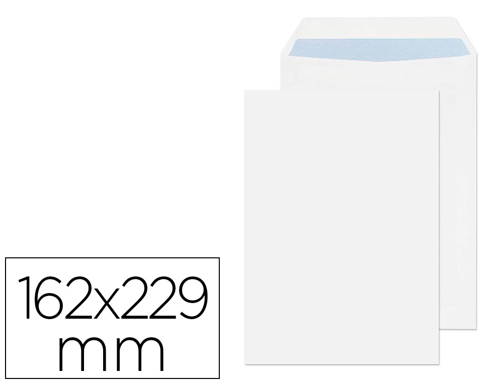 LIDERPAPEL - SOBRE BOLSA N.16 BLANCO C5 162X229 MM TIRA DE SILICONA CAJA DE 500 UNIDADES (Ref.SB37)