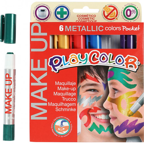 PLAYCOLOR - Caja 6 témperas sólidas Make Up colores metálicos certificados 0 (Ref.1011)