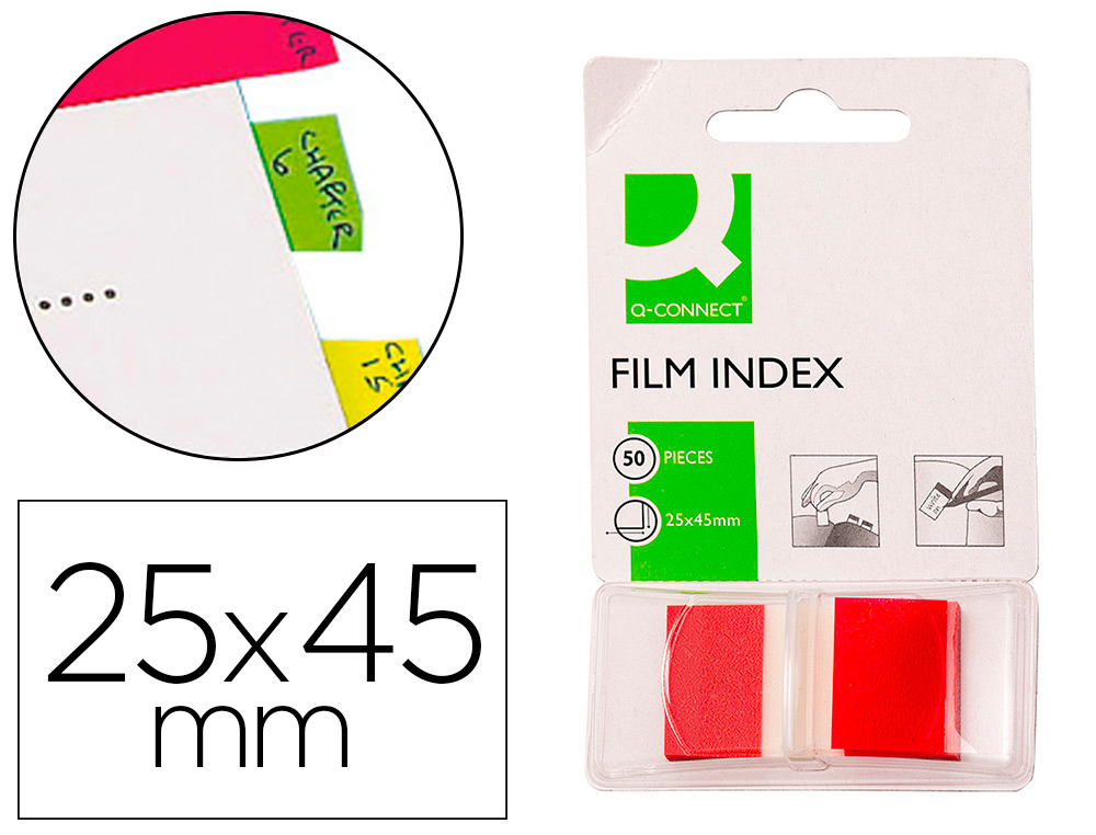Q-CONNECT - BANDERITAS SEPARADORAS ROJAS DISPENSADOR DE 50 (Ref.KF03633)