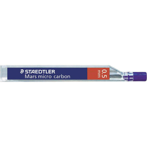 STAEDTLER - Mina Mars Micro Carbon Estuche 12ud Trazo 0.5 mm 3H (Ref.250 05-3H)