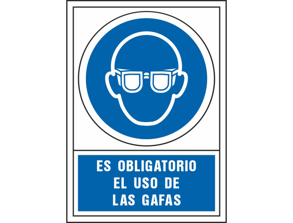 SYSSA - PICTOGRAMA SEÑAL DE OBLIGACION ES OBLIGATORIO EL USO DE LAS GAFAS EN PVC 245X345 MM (Ref.4002)