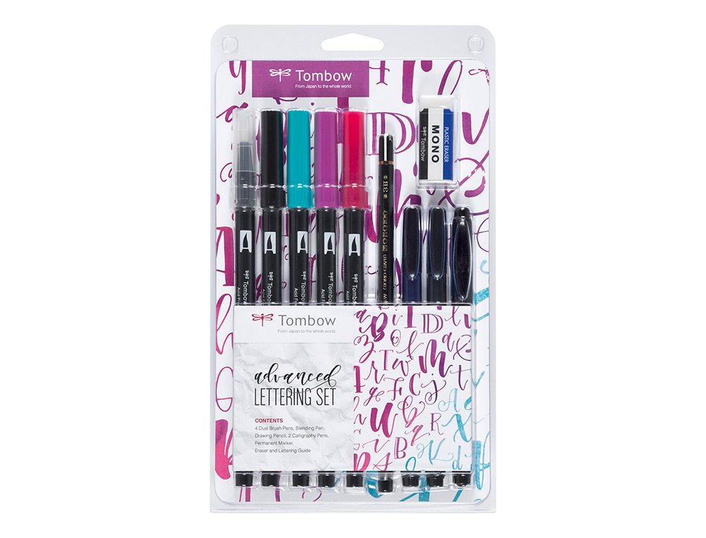 TOMBOW - SET LETTERING ADVANCED 4 ROT. ABT DUAL BRUSH + 1 BLENDER PEN + 1 LAPIZ GRAFITO + 2 ROT. CALIGRAFIA DURO Y BLANDO + 1 ROT. PERMANENTE DOBLE PUNTA + 1 GOMA + MANUAL INSTRUCCIONES B/10 (Ref.LS-ADV)