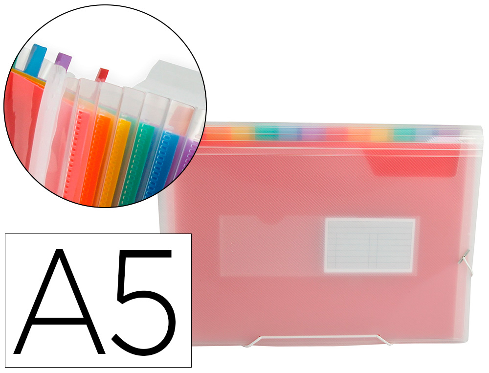 LIDERPAPEL - CARPETA CLASIFICADOR FUELLE POLIPROPILENO DIN A5 SPECTRAFILE (Ref.FU23)