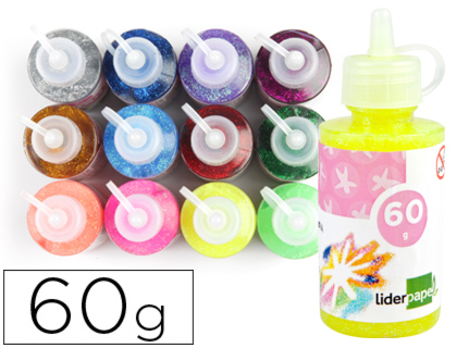 LIDERPAPEL - PURPURINA PEGAMENTO FANTASIA COLORES METALICOS SURTIDOS BOTE DE 60 GR (Ref.PU12)