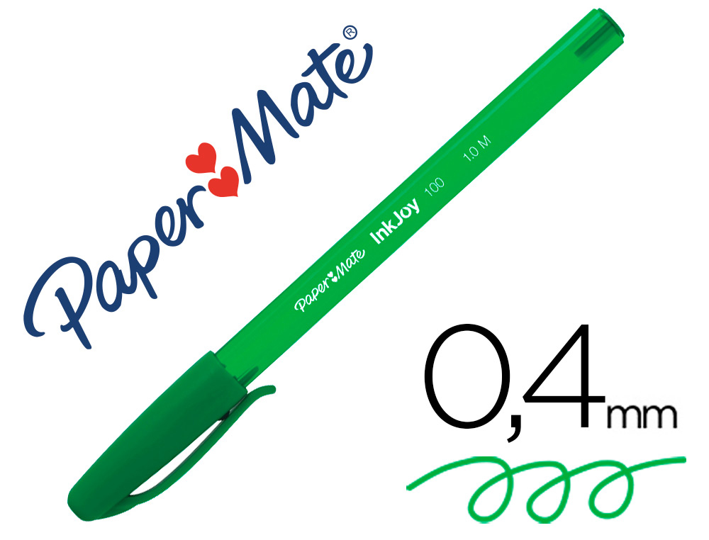 PAPER MATE - Boligrafo Inkjoy 100 Verde Trazo 0.4 mm (Ref.S0957150)