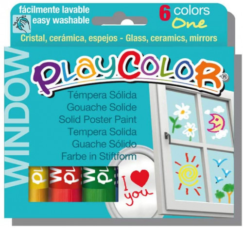PLAYCOLOR - Caja 6 témperas sólidas Window en colores surtidos 0 (Ref.2001)