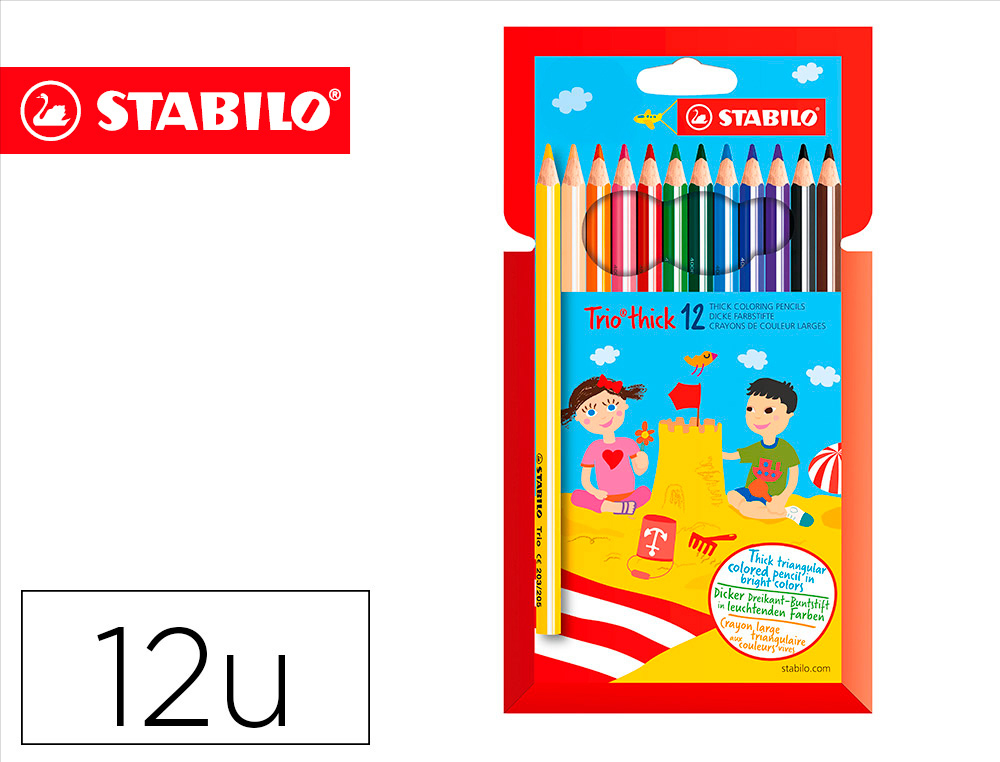 STABILO - LAPICES DE COLORES TRIO CAJA DE 12 COLORES (Ref.203/12-01)