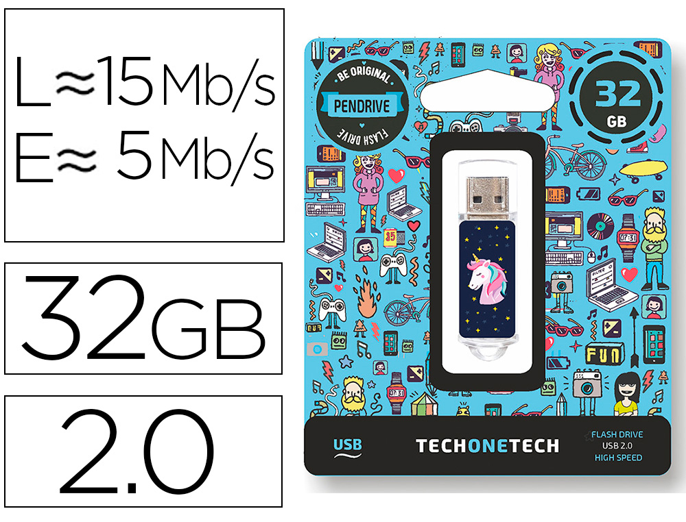 TECH ON TECH - Memoria usb unicornio dream 32 gb (Ref. TEC4012-32)