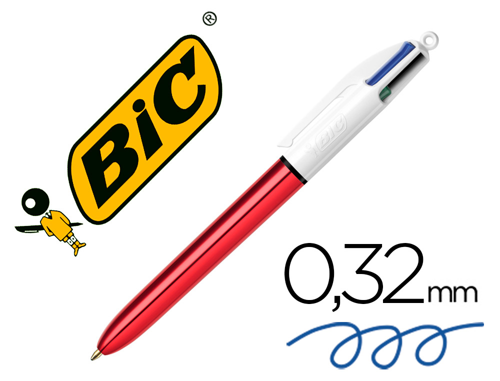 BIC - Boligrafo cuatro colores shine rojo punta de 1 mm (Ref. 982877)