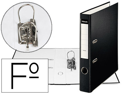ESSELTE - ARCHIVADOR DE PALANCA Cartón FORRADO PVC FOLIO LOMO DE 50 MM CON RADO NEGRO (Ref.42308)