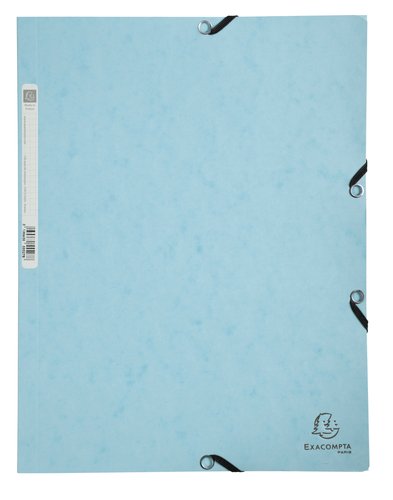 EXACOMPTA - CARPETA AQUAREL CARTÓN LUSTRADO 400 GR TRES SOLAPAS GOMAS A4 AZUL PASTEL-5U- (Ref.55528E)