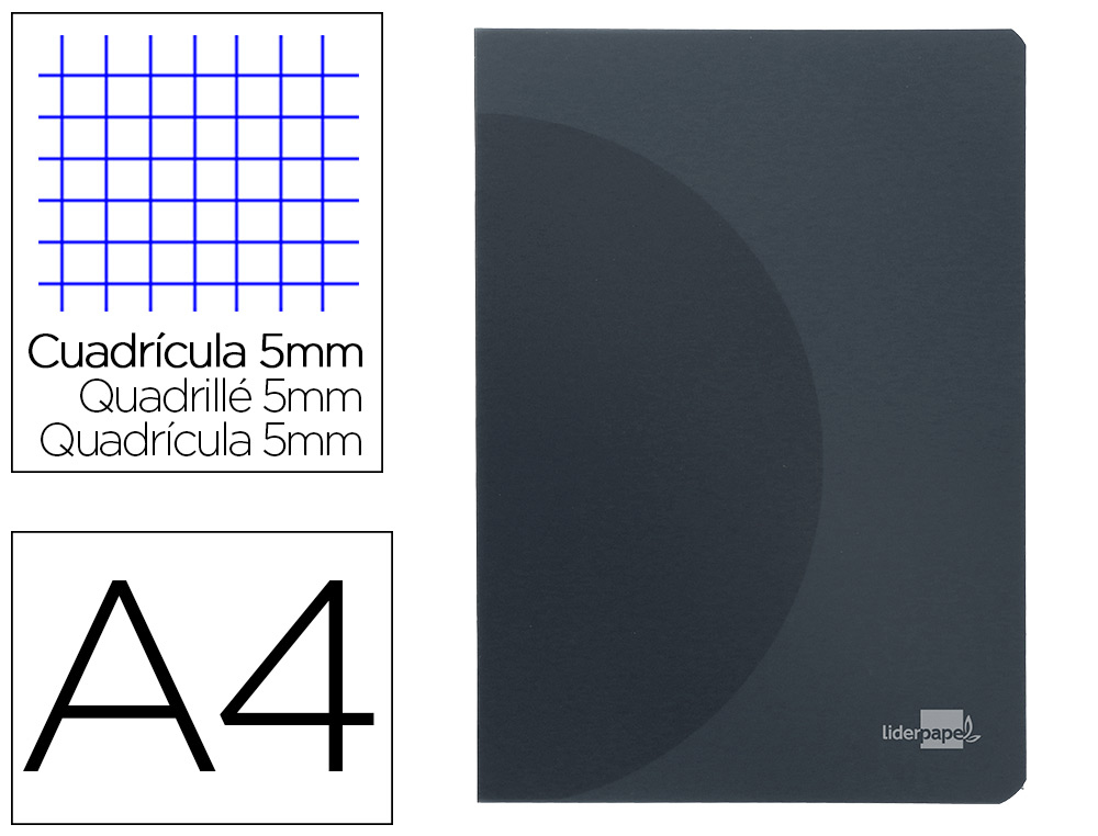 LIDERPAPEL - Libreta 360 tapa de plastico A4 48 hojas 90g/m2 5mm con doble margen tapa negra (Ref. LF09)