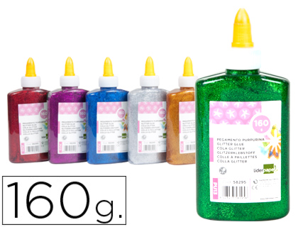 LIDERPAPEL - PURPURINA PEGAMENTO FANTASIA COLORES METALICOS SURTIDOS BOTE DE 160 GR (Ref.PU13)