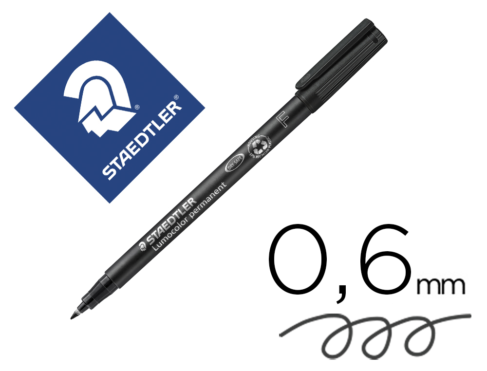 STAEDTLER - Rotulador PERMANENTE RETROPROYECCION PUNTA FINA 0.6 MM NEGRO (Ref.318-9)