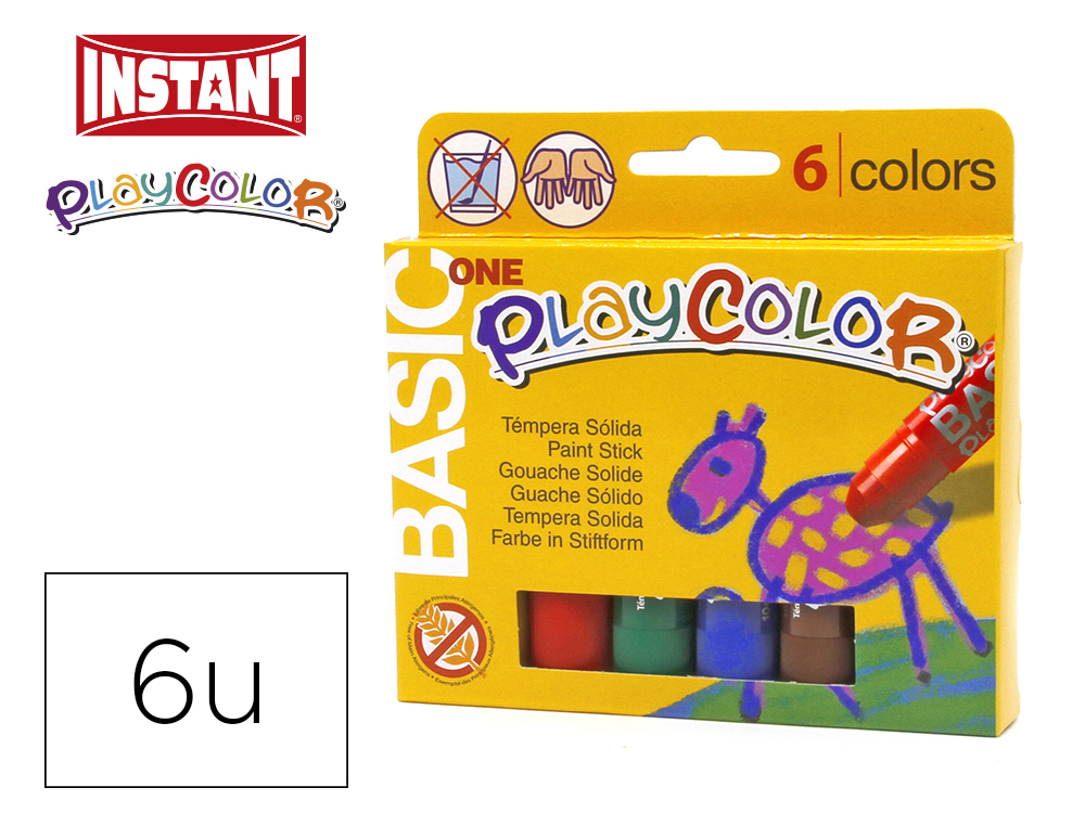 PLAYCOLOR - Tempera Solida 10 gr Colores surtidos 6 ud (Ref.10711)