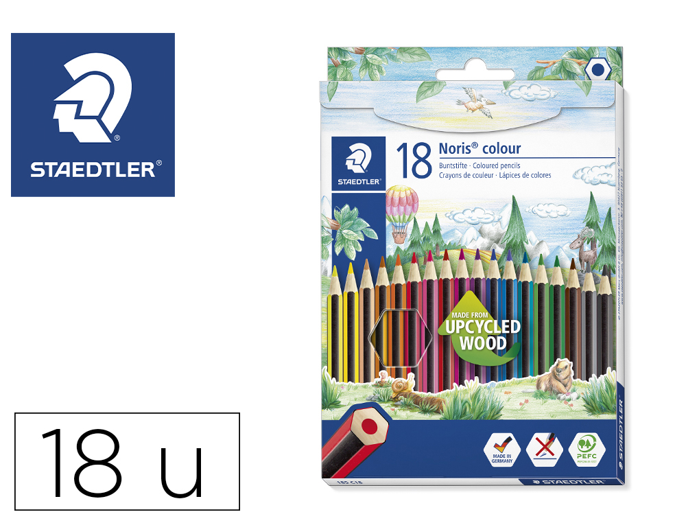 STAEDTLER - LAPICES DE COLORES WOPEX ECOLOGICO 18 COLORES EN CAJA DE CARTON (Ref.185 C18)