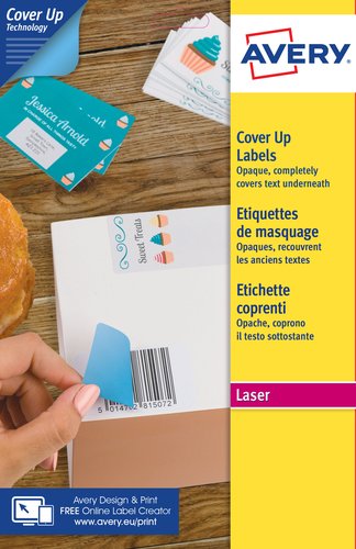 AVERY - Etiqueta adhesiva permanente para impresora laser blanca 63,5x38,1 mm caja de 525 unidades (Ref. L4613-25)