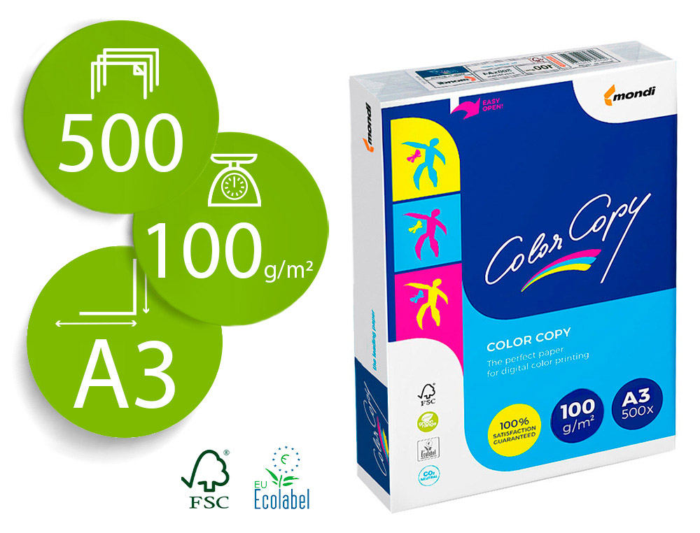 COLOR COPY - Papel impresión Laser Color 500h 100 g. A3 (Ref.CCA3100)
