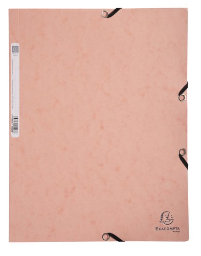 EXACOMPTA - CARPETA AQUAREL CARTÓN LUSTRADO 400 GR TRES SOLAPAS GOMAS A4 ROSA PASTEL-5U- (Ref.55527E)