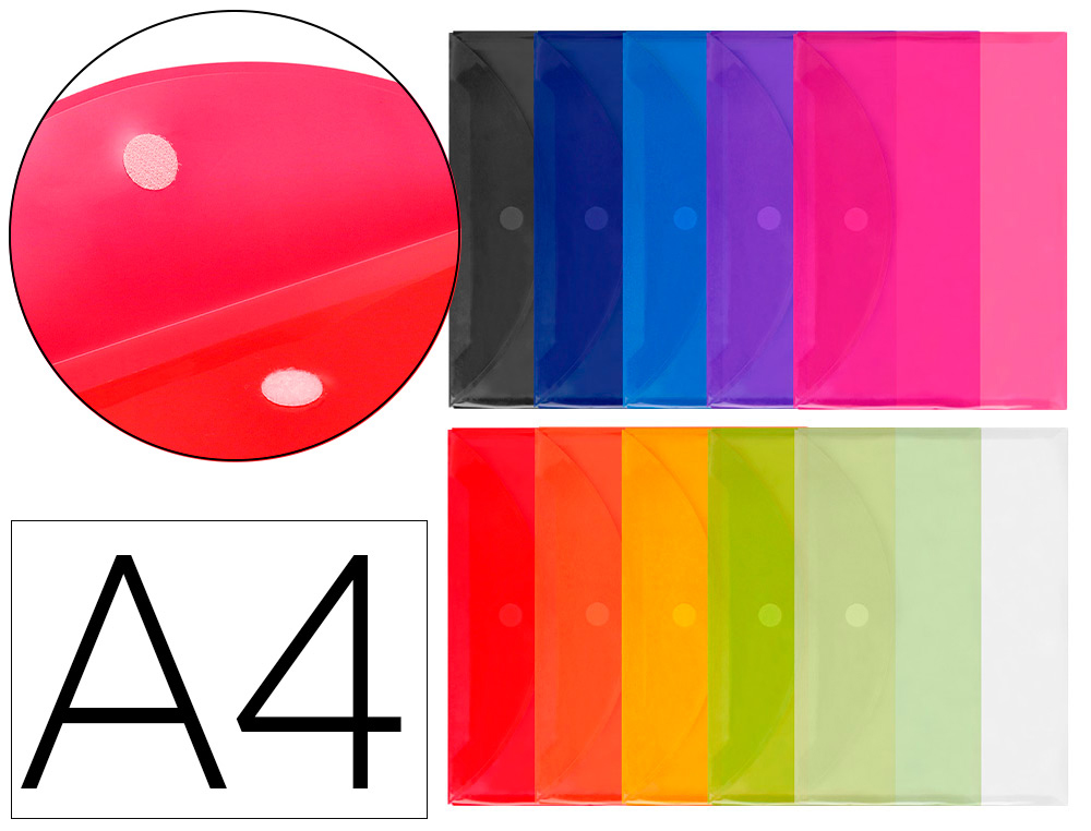 LIDERPAPEL - CARPETA DOSSIER A4 CIERRE DE VELCRO COLORES SURTIDOS PACK 10+2 GRATIS (Ref.BY02)
