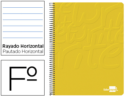 LIDERPAPEL - CUADERNO ESPIRAL FOLIO WRITE TAPA BLANDA 80H 60GR HORIZONTAL CON MARGEN COLOR AMARILLO (Ref.EW01)