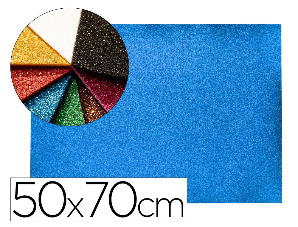 LIDERPAPEL - GOMA EVA CON PURPURINA 50X70CM 60G/M2 ESPESOR 2MM AZUL OSCURO (Ref.GE70)