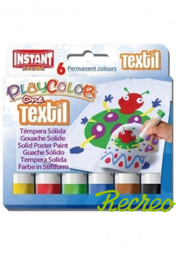 PLAYCOLOR - ESTUCHE 6 TEMPERAS SÓLIDAS TEXTIL ONE 10GR COLORES SURTIDOS (Ref.10401)