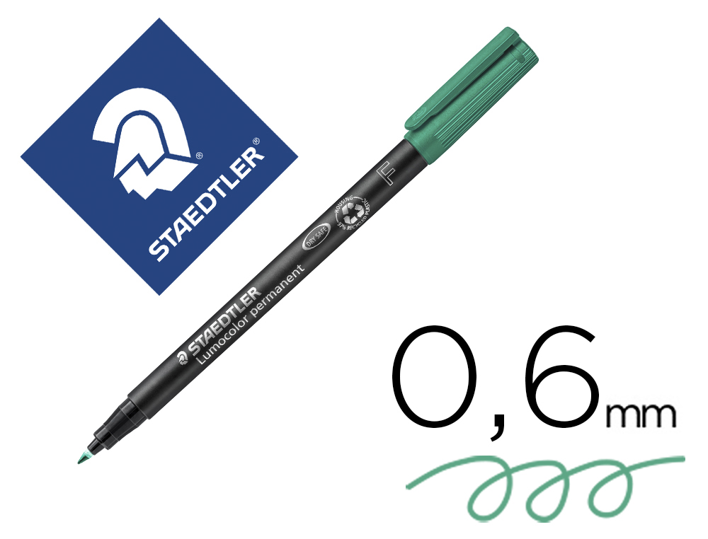 STAEDTLER - Rotulador PERMANENTE RETROPROYECCION PUNTA FINA 0.6 MM VERDE (Ref.318-5)