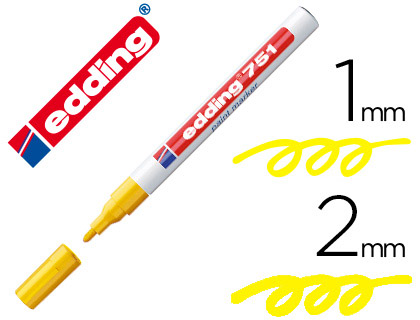 EDDING - Marcador permanente 751 Trazo 1-2mm Punta conica Amarillo (Ref.751-005)