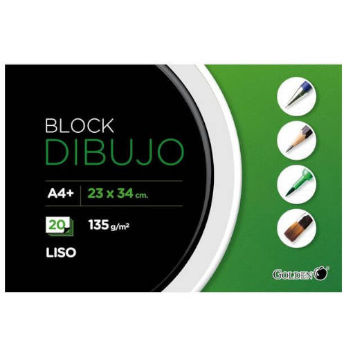 GOLDEN - Cuaderno dibujo en espiral 20 hojas A4+ liso. (Ref.324277)