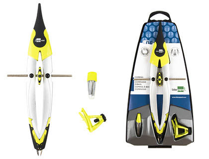 LIDERPAPEL - COMPAS ONE CON BIGOTERA ADAPTADOR UNIVERSAL YMINAS COLORES SURTIDOS (Ref.MP10)