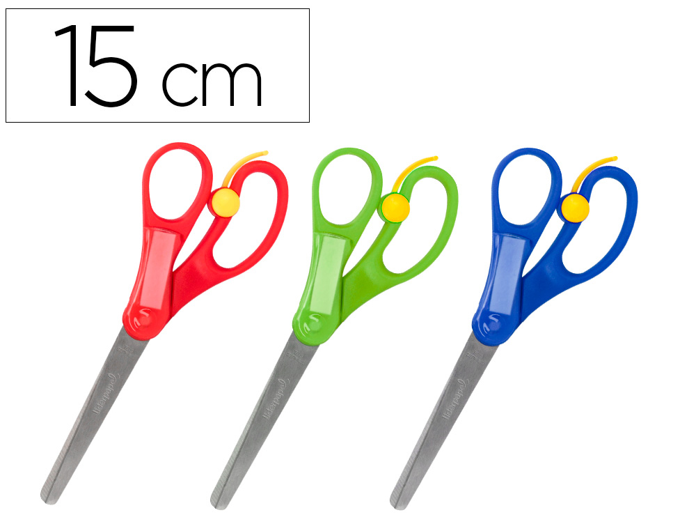 LIDERPAPEL - TIJERA ESCOLAR 15 CM CON RESORTE PARA FACILITAR EL CORTE UNIDAD (Ref.TI08)