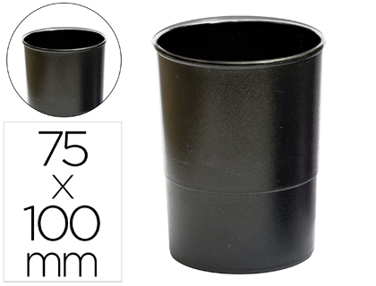 Q-CONNECT - Cubilete Portalápices plástico NEGRO OPACO (Ref.KF19027)