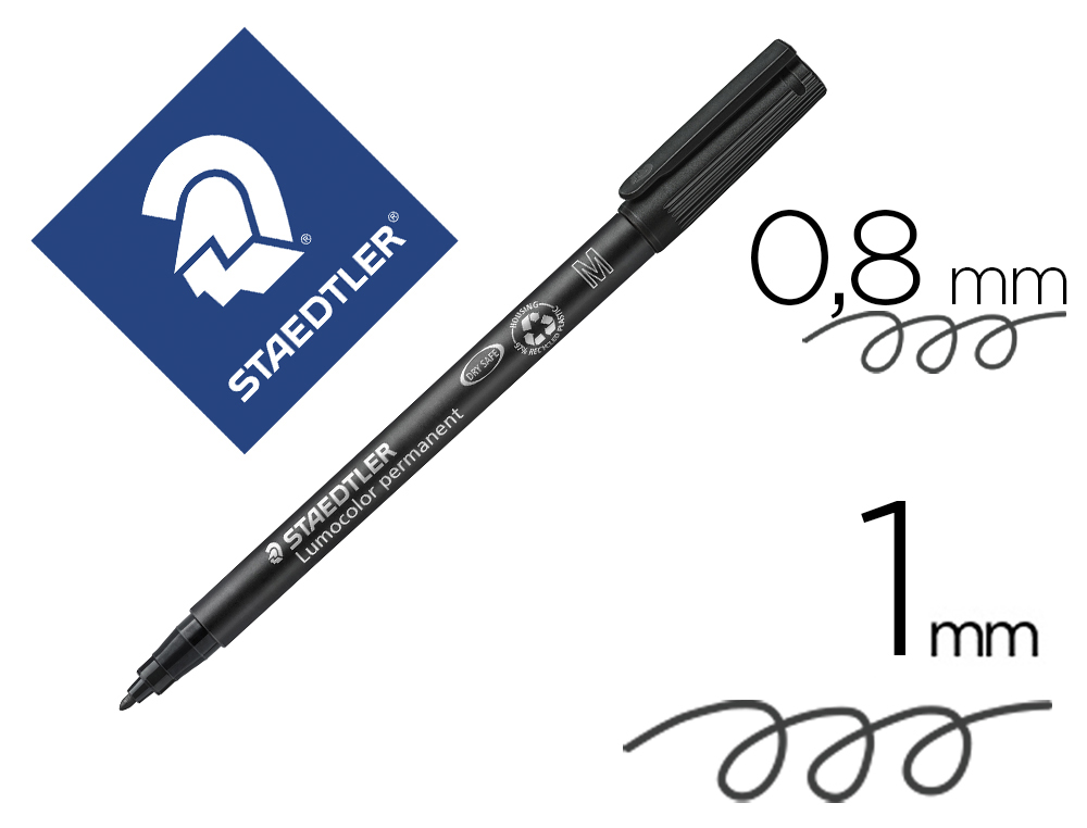 STAEDTLER - Rotulador PERMANENTE RETROPROYECCION PUNTA MEDIA 1 MM NEGRO (Ref.317-9)