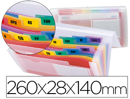 LIDERPAPEL - CARPETA CLASIFICADOR FUELLE 43804 POLIPROPILENO PARA LETRAS Y CHEQUES SPECTRAFILE 13 DPTO (Ref.CQ03)