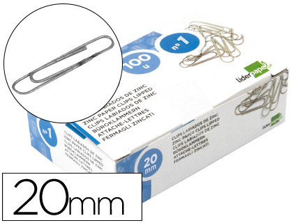 LIDERPAPEL - CLIPS N. 1 LABIADOS 20 MM CAJA DE 100 UNIDADES (Ref.LI01)